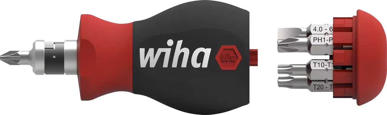 WIHA Stubby Schroevendraaier met Bitmagazijn 3802 incl. 7 dubbelbits