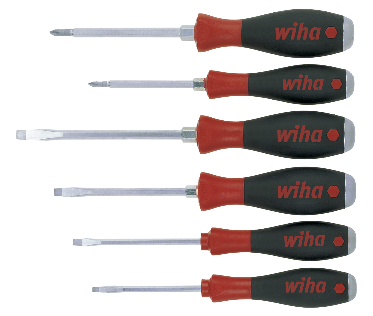 WIHA Schroevendraaierset SoftFinish zeskantschacht 530 SL/PZ met slagkap, 6-delig