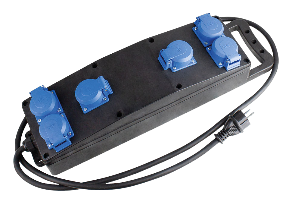 Schwabe Stroomverdeler Massief Rubber S1 230V/16A IP44 6-voudig H07RN-F 3G2.5 2m