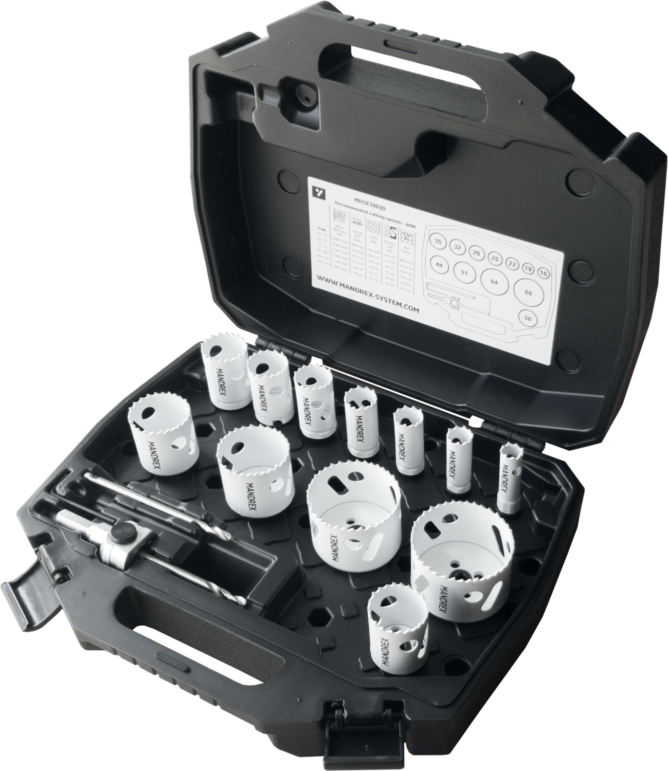 Mandrex Elektricienset SpeedXcut Bi-metaal M42 MHSE1003, 22mm-64mm zeskant 11, 10-delig