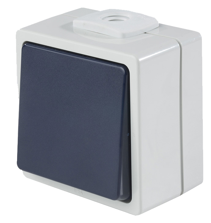 Schwabe Opbouwschakelaar 230V/10A IP54 Lichtgrijs/Staalgrijs tot 2.5mm² wissel