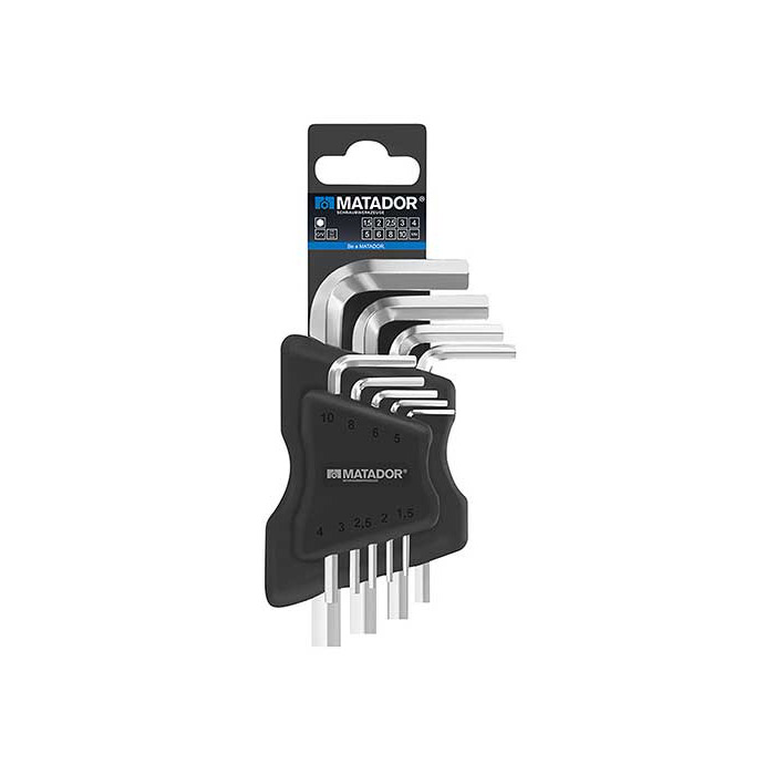 Matador Korte Inbussleutelset mat verchroomd 1,5-10mm, 9-delig