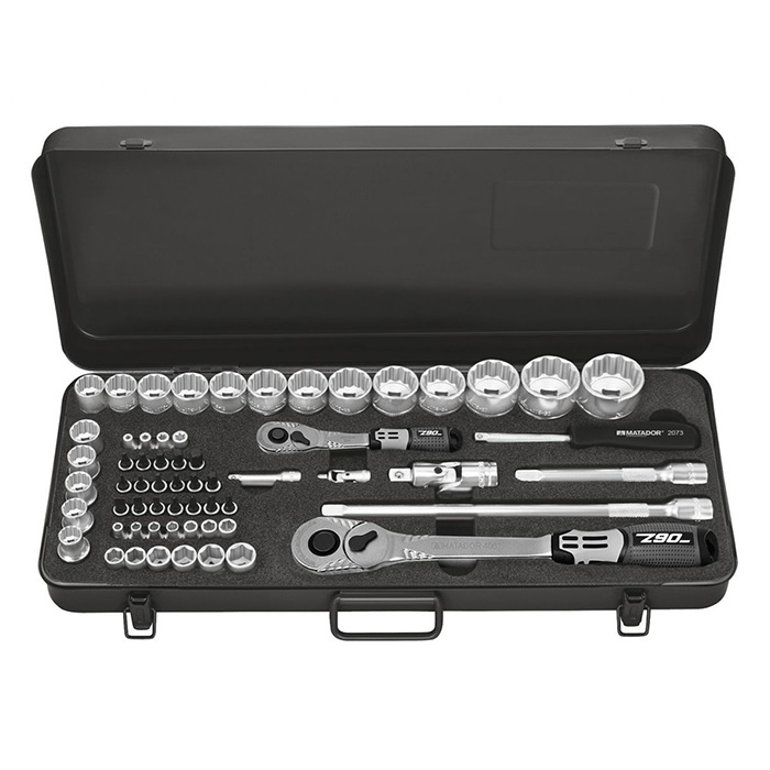 Matador 1/2" + 1/4" Dopsleutelset Twaalfkant 4-32mm, 61-delig