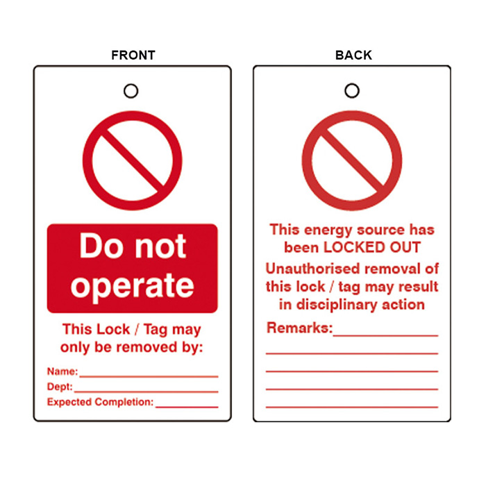 Spectrum Waarschuwing Label 75x135mm 'Do Not Operate' met kabelbinders(10 stuks)