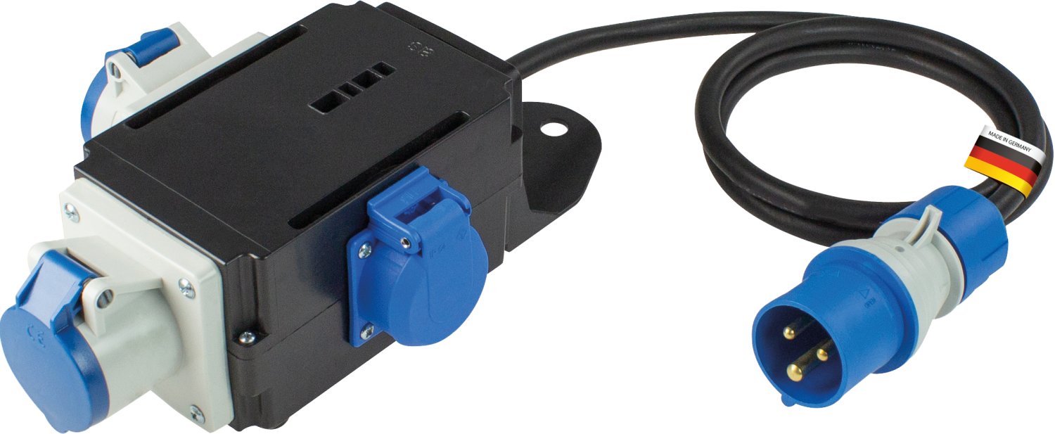 Schwabe Camping CEE MIXO Stroomverdeler 230V/16A IP44 3-polig EMS met kabel H07RN-F3G2,5 1,5m