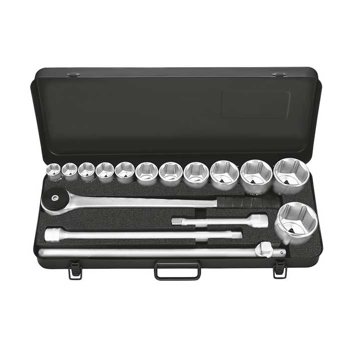 Matador 3/4" Dopsleutelset Zeskant met Omschakelbare Ratel 22-60mm in metalen kist, 16-delig