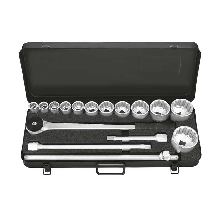 Matador 3/4" Dopsleutelset Twaalfkant met Omschakelbare Ratel 22-60mm in metalen kist, 16-delig