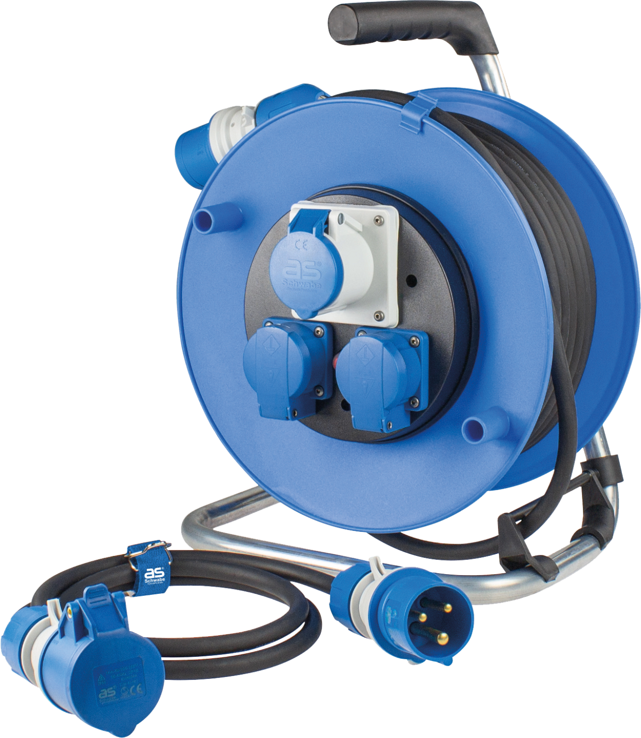 Schwabe Camping Set: CEE Powerlight Kabelhaspel 25m + Verlengkabel H07RN-F 3G2.5 1.5m