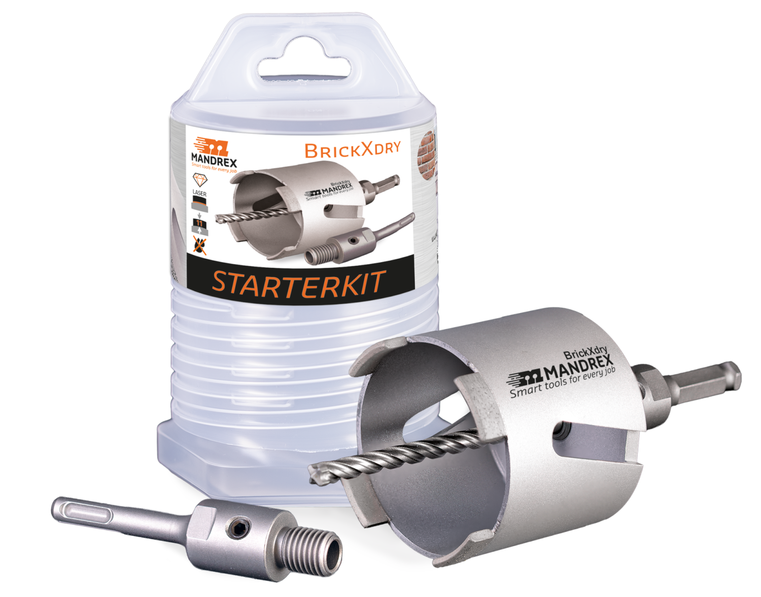 Mandrex Starterset BrickXdry MDDB2S010 Gatzaaghouders SDS+/Zesk + Diamant Dozenboor Ø68mm