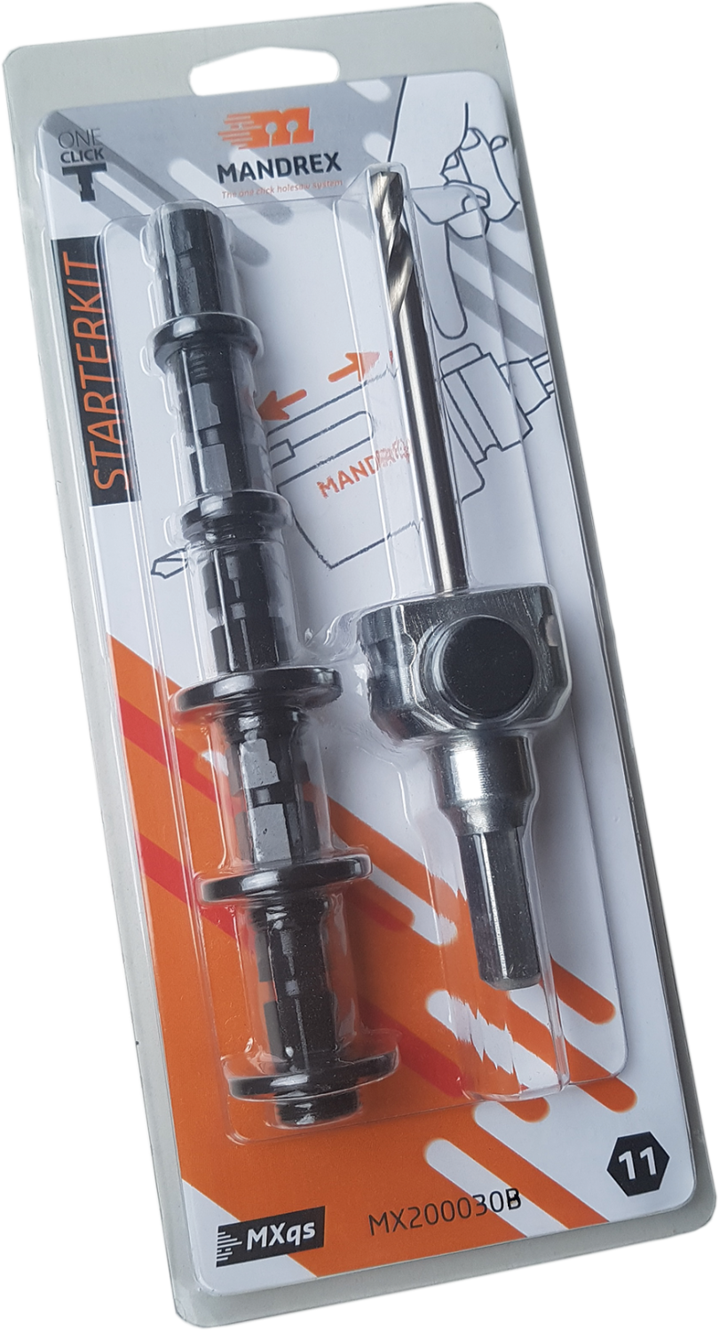Mandrex Starterset MXqs MX200031B Gatzaaghouder zesk.11 HSS Centreerboor 105mm + 5 adapters