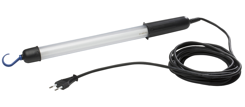 Schwabe Handlamp TL 230V/16A IP20 8W H05RN-F 2x0.75 Eurostekker 5m