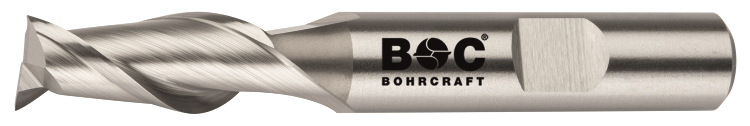 BC PP Spiebaanfrees DIN 844 HSS-E Co 8%, kort, Z2, Type W 5,0 mm Weldon DIN 1835 B