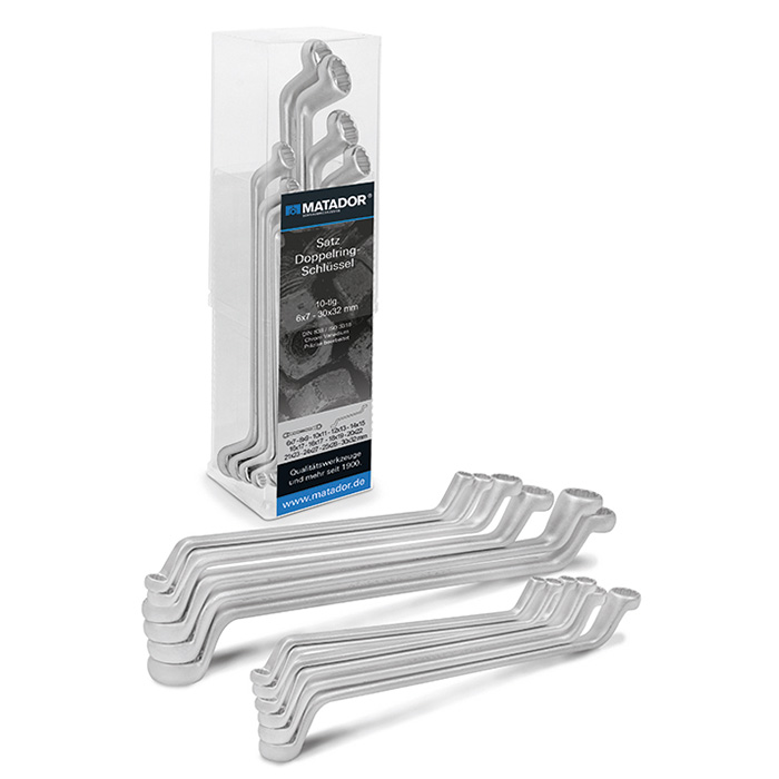 Matador Ringsleutelset Diep Gebogen 6x7 t/m 30x32mm in kunststof box, 12-delig