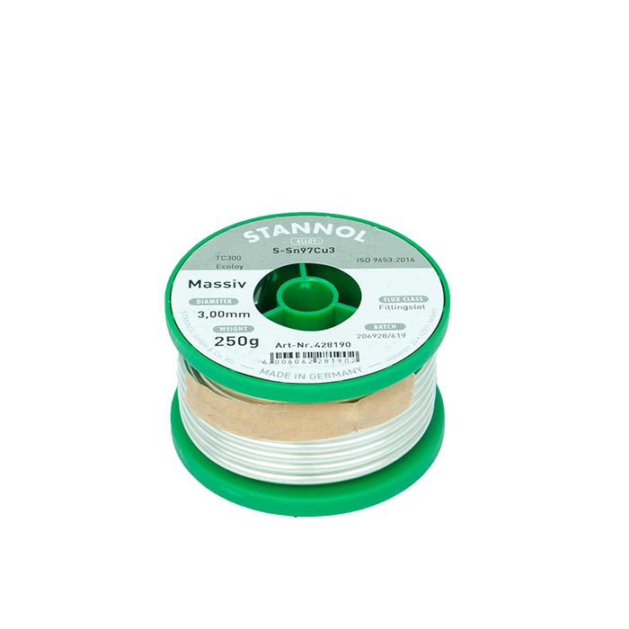 Stannol Soldeertin Massief S-Sn97Cu3 Ø 3,0mm 250g 428190