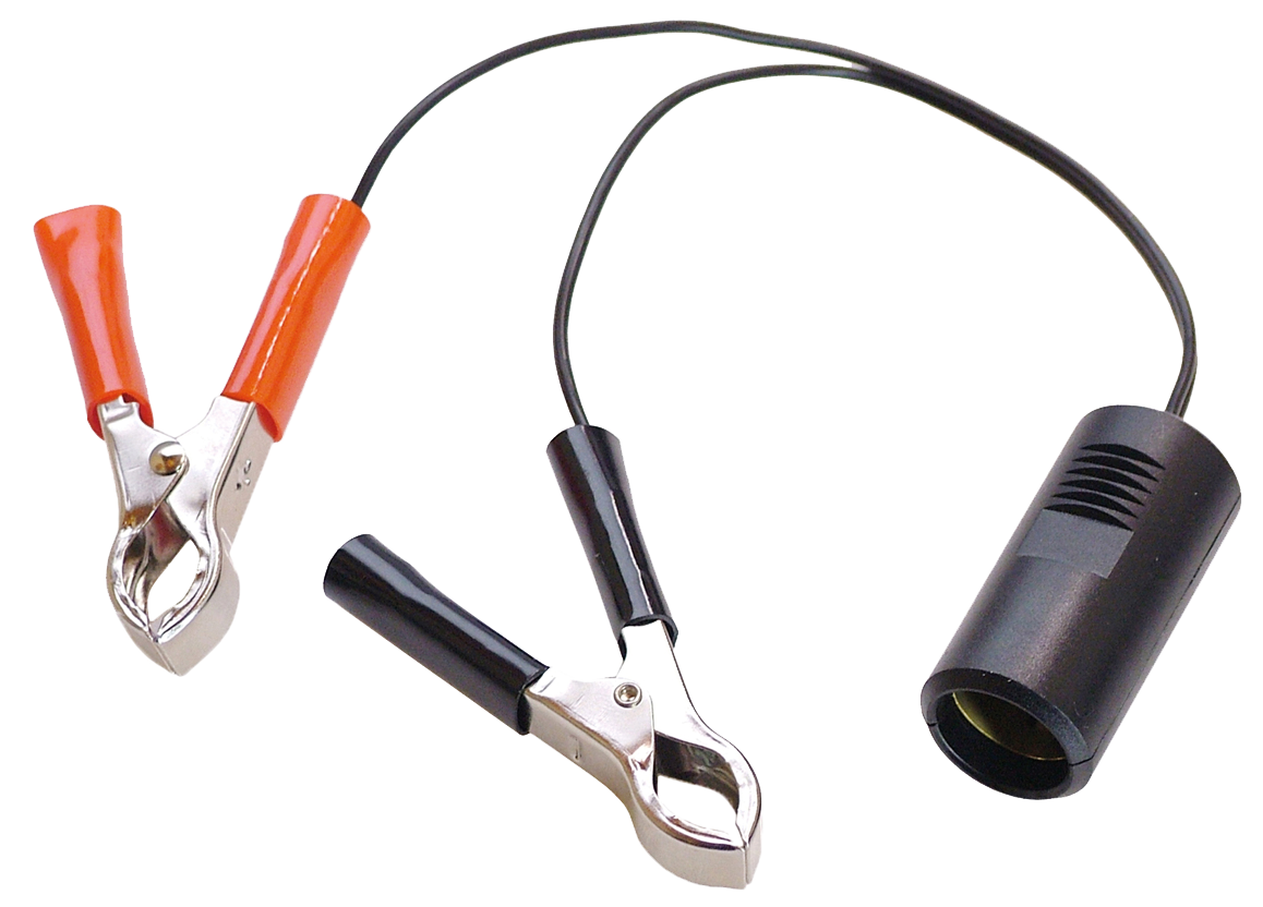 Schwabe Batterijadapter 12/24V met twee accuklemmen en sigarettenaanstekeraansluiting L=1m