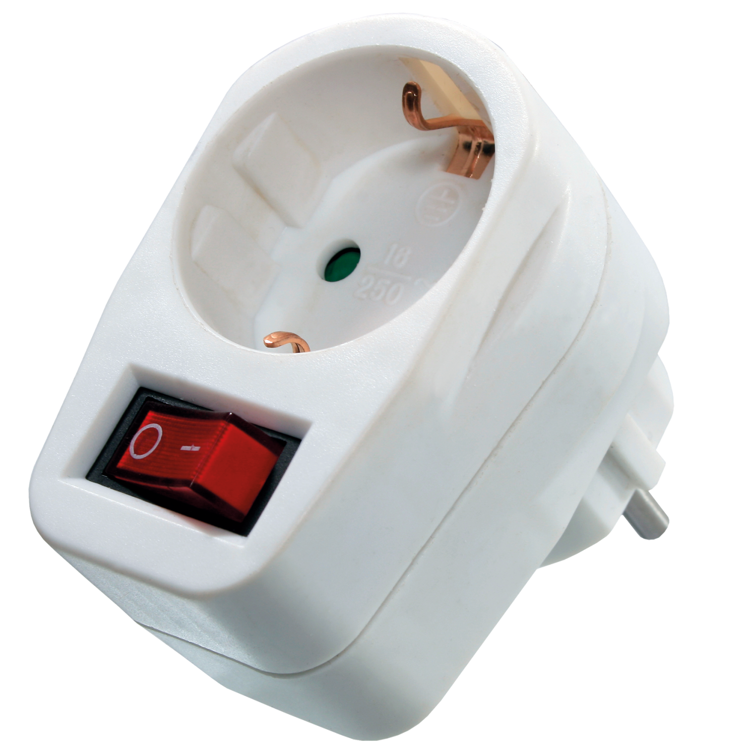 Schwabe Haakse Contactdoos 230V/16A IP20 randaarde met schakelaar 1.5mm² wit