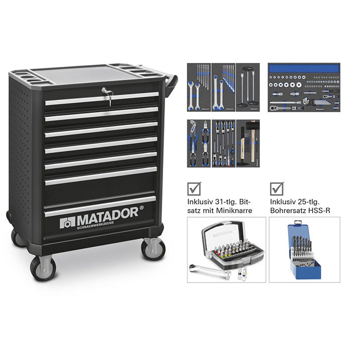 Matador Ratio Werkplaatswagen Universeel 7 Laden, 170-delig
