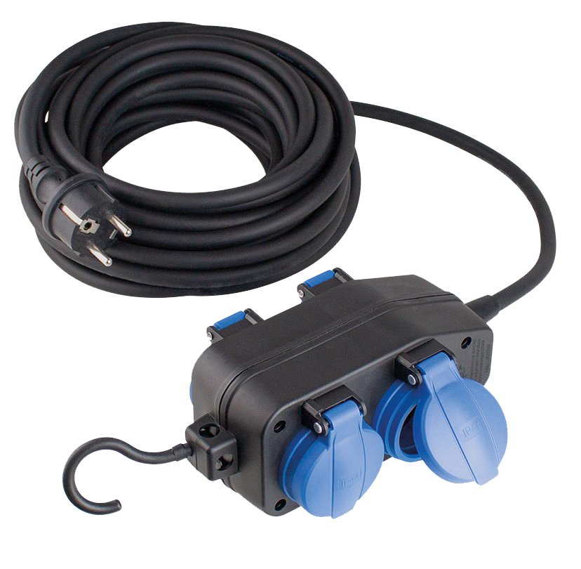 Schwabe Verlengkabel Neopreen 230V/16 A IP44 H07RN-F 3G1,5 zwart 10m 4-voudig