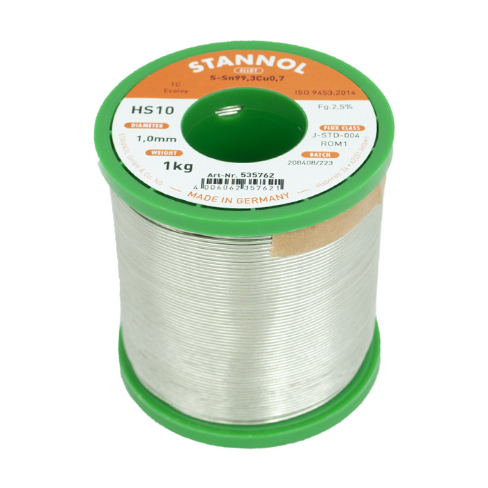 Stannol Soldeertin HS10 S-Sn99,3Cu0,7 Ø 1.0mm 1000g 535762