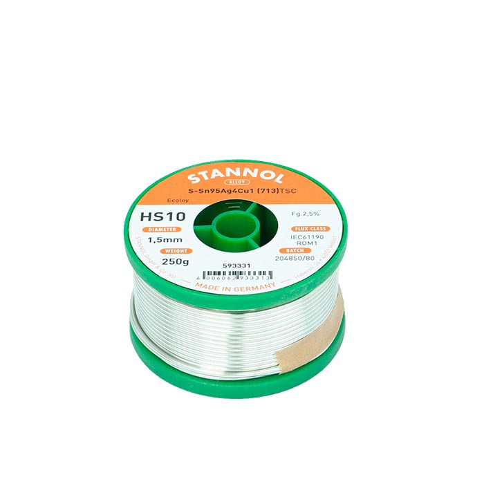 Stannol Soldeertin HS10 S-Sn95,5Ag3,8Cu0,7 Ø 1.5mm 250g 593331