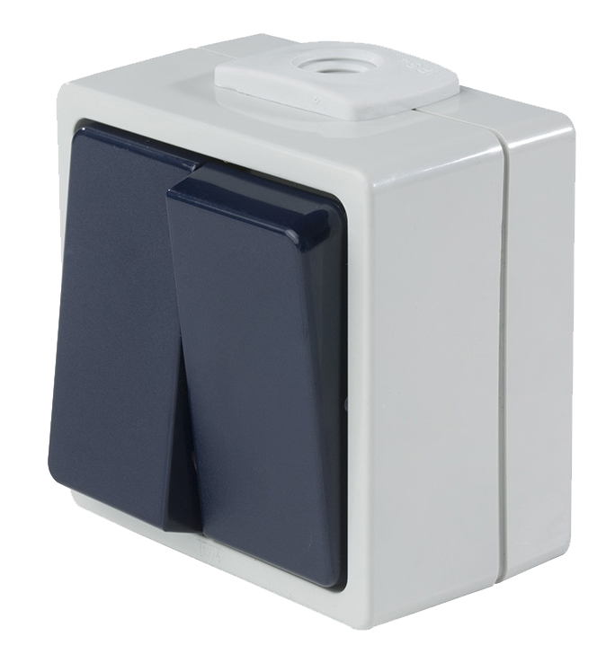 Schwabe Opbouwschakelaar 230V/10A IP54 Lichtgrijs/Staalgrijs tot 2.5mm² serie