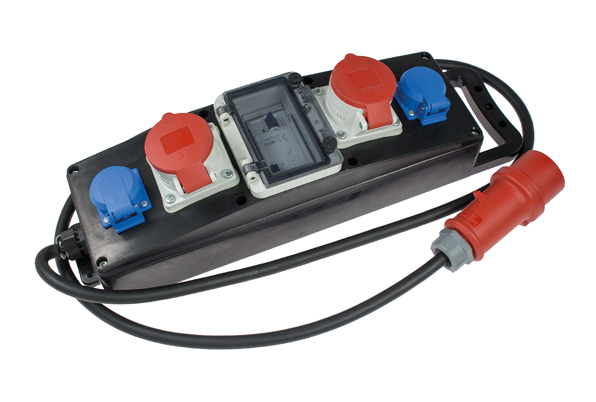 Schwabe CEE Stroomverdeler Massief Rubber S5+ 400V/16A IP44 4-voudig H07RN-F 5G2.5 2m