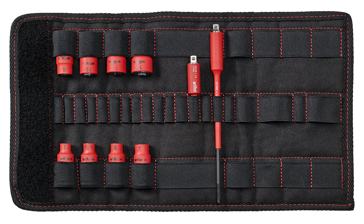 WIHA Doppenset 1/4" TorqueVario®-S electric 1000V VDE 7209N, 11-delig