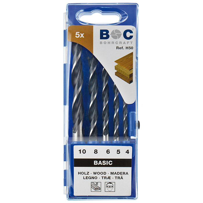 BC Houtspiraalboorset H50 4/5/6/8/10mm, 5-delig