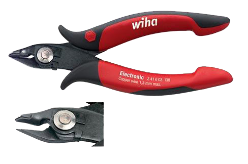 WIHA Zijkniptang Electronic Z41603. Brede, spitse kop en draadklemveer zonder facet 138mm