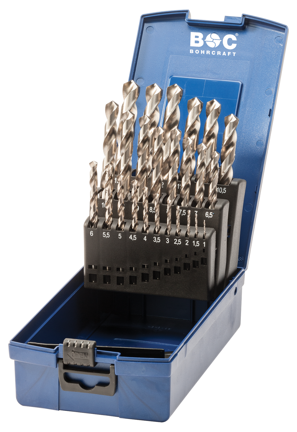 BC PP Spiraalborenset HSS-E Co 8% DIN 338 KE 13 Co8 Ø 1,0-13,0 x 0,5mm, 25-delig