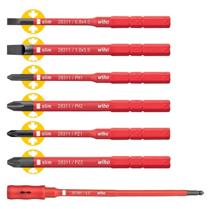 WIHA SlimBitset TorqueVario®-S Electric+ Adapter 2879 SL/PH/PZ, 7-delig