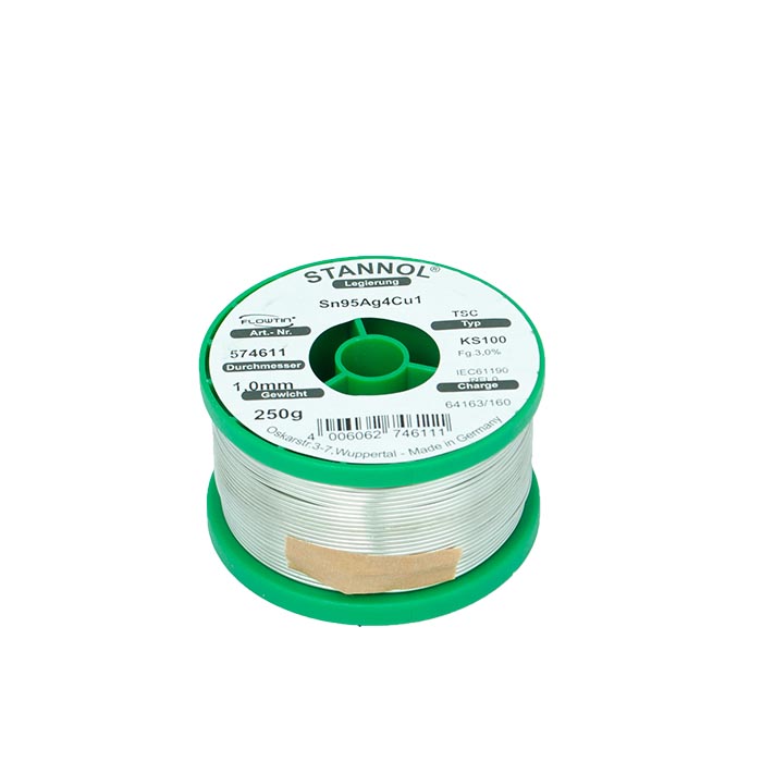 Stannol Flowtin KS100 Sn95Ag4Cu1 Ø1,0mm 250g 574611