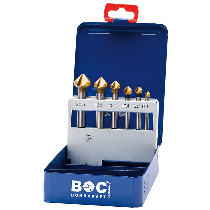 BC Verzinkborenset KS 6 TiN HSS-G TiN DIN 335C 6,3-8,3-10,4-12,4-16,5-20,5mm, 6-delig