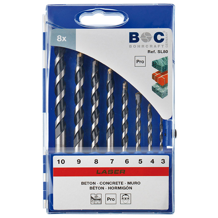 BC Betonborenset HM Laser SL80 3-10 x1,0mm, 8-delig