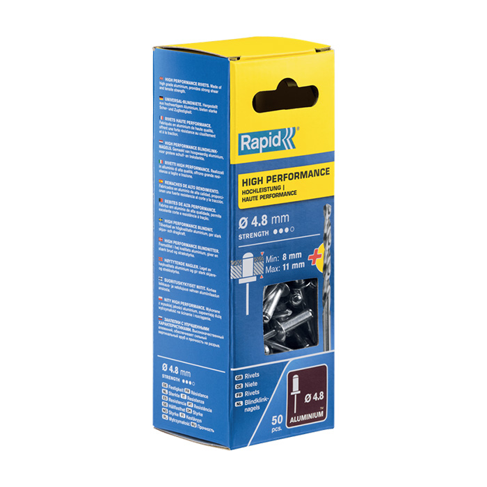 Rapid High Performance Blindklinknagels Ø 4,8 x 14mm + boor in blister (50 stuks)