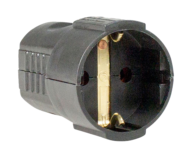 Schwabe Contrastekker recht 230V/16A IP20 randaarde 1.5mm² zwart