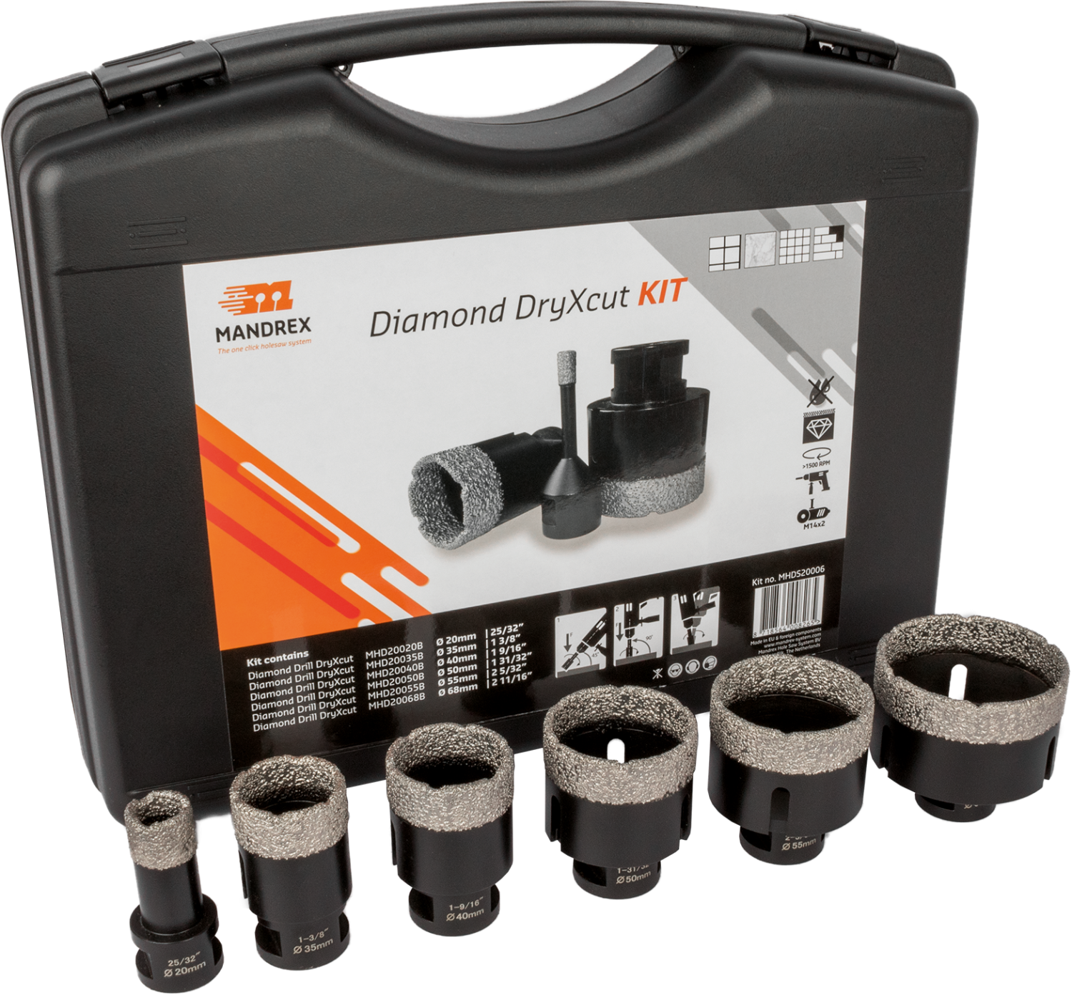 Mandrex DryXcut Diamantboorset MHDS20006 20mm-68mm, 6-delig