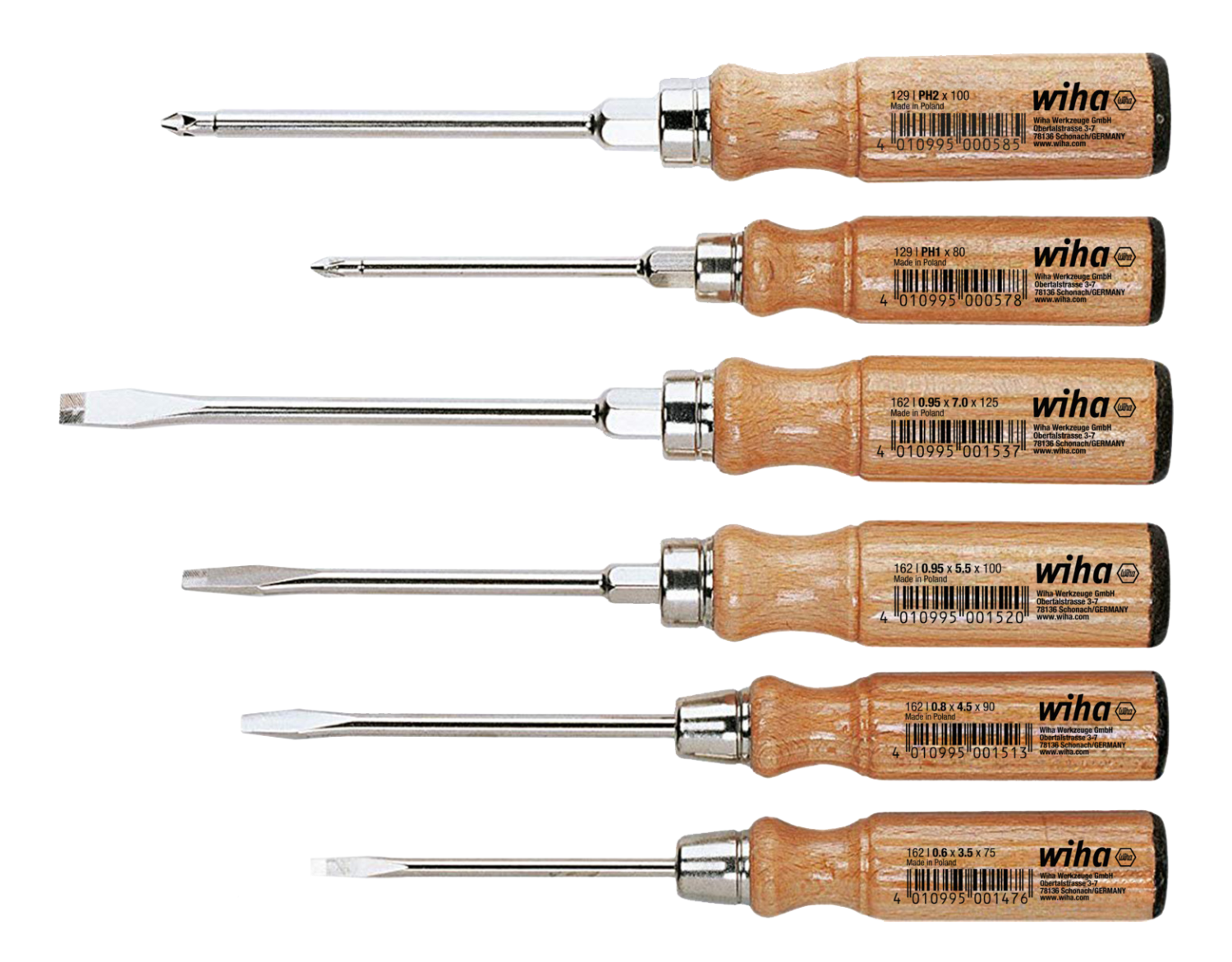 WIHA Schroevendraaierset Hout SL/PH 162, 6-delig
