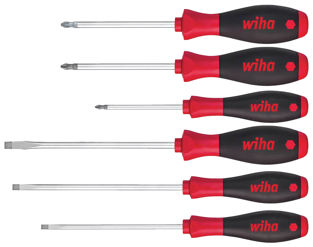 WIHA Schroevendraaierset SoftFinish ronde schacht 302 SL/PH/PZ, 6-delig
