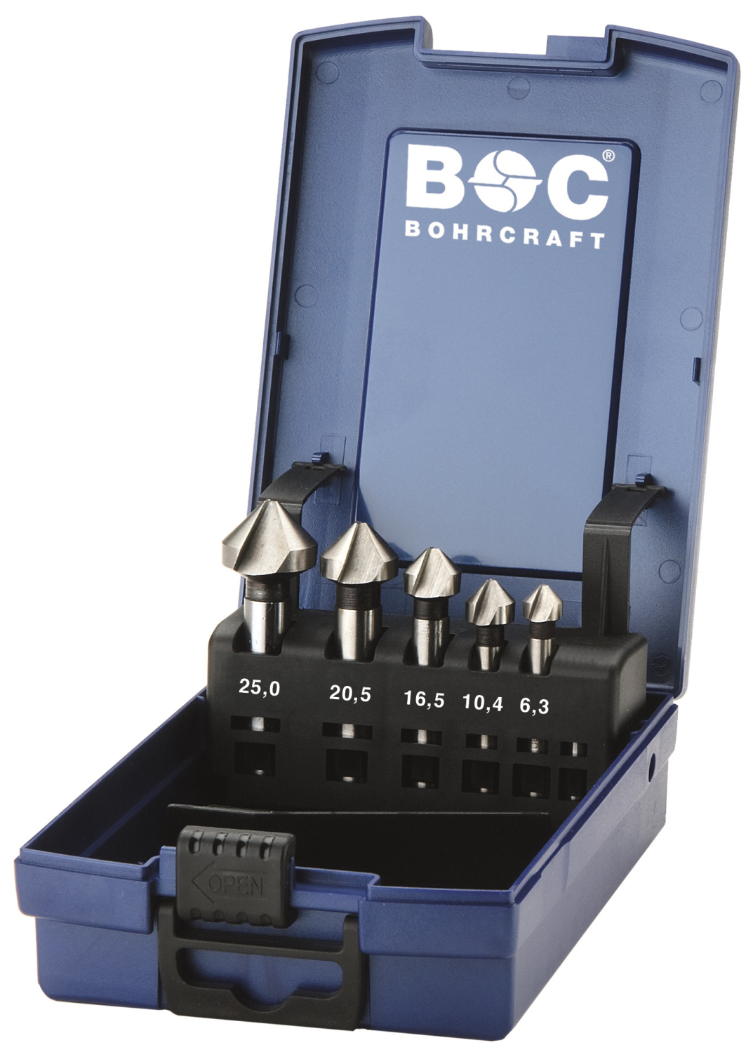 BC PP Verzinkborenset HSS-E Co 5% DIN 335C 90° Ongelijke Steek KS 5 Co UT 6,3-25,0mm, 5-delig