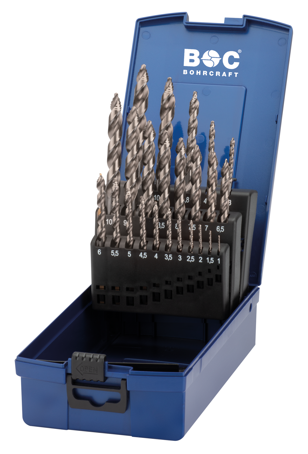 BC PP Spiraalborenset HSS-G DIN 338 MG5 T-STEP TURBO STEP Ø1-0,5x0,5mm +Ø3,3-4,2-6,8-10,2, 24-delig