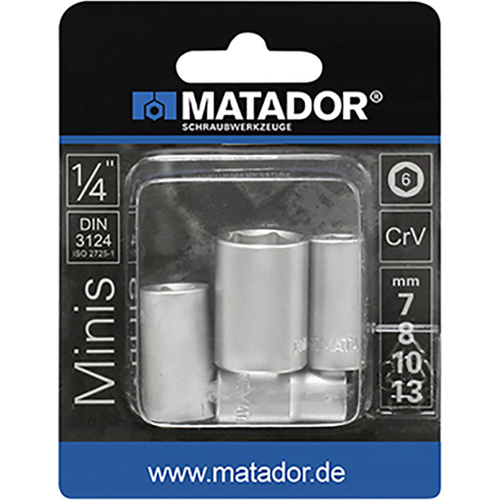 Matador 1/4" Zeskantdoppenset 7-8-10-13