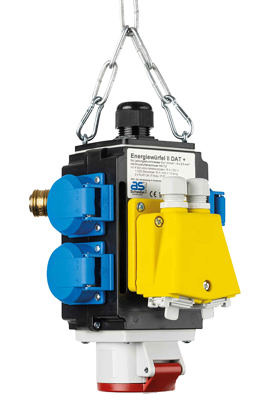 Schwabe MIXO Hangverdeler II 4x 230V/16A, 2x RJ45 Cat6 , 1x CEE 400/16A 5-polig