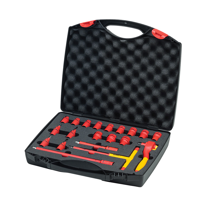 WIHA 3/8" Dopsleutelset met ratel 1000V VDE 7207N, 21-delig