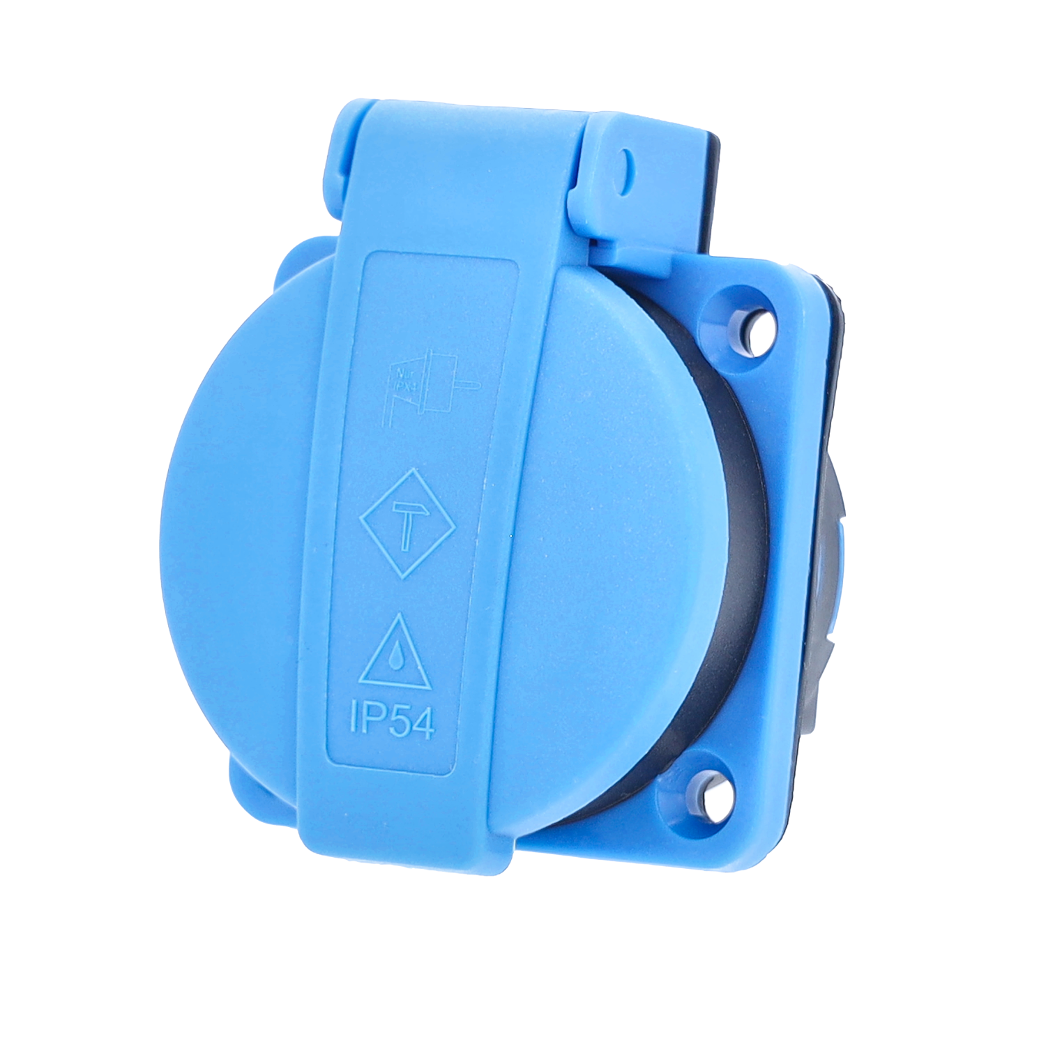 Schwabe Geaarde Contactdoos blauw met deksel tbv kabelhaspel