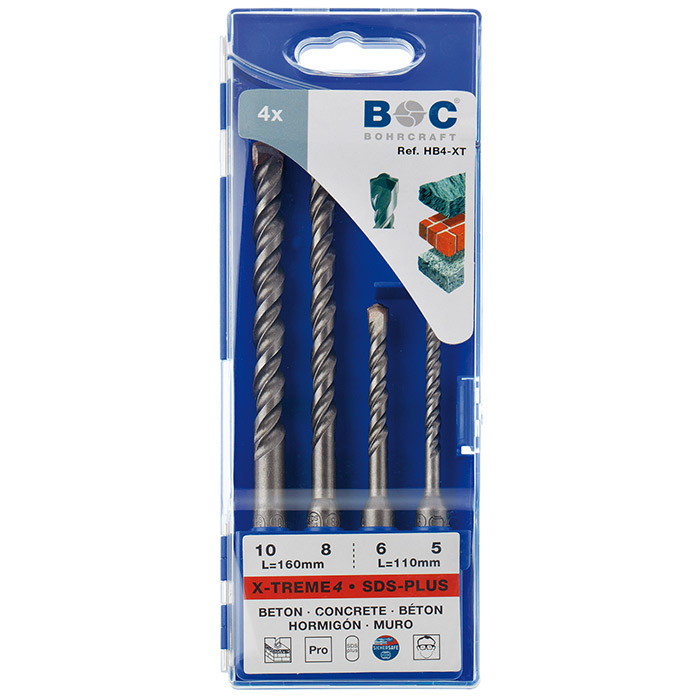 BC SDS+ Hamerborenset HB4-XT X-TREME 2-snijder 5-6x 110mm+ 8-10x 160mm, 4-delig