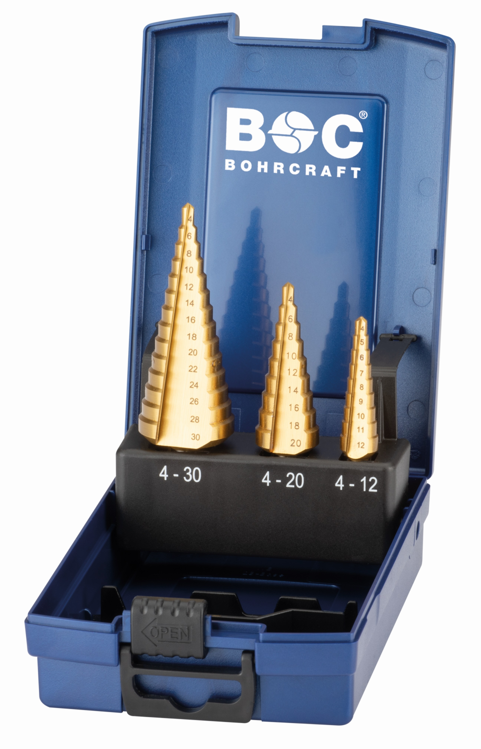 BC PB Trapborenset spiraalgroef HSS-G TiN STB3-KS TiN 1/2A/3A, 3-delig