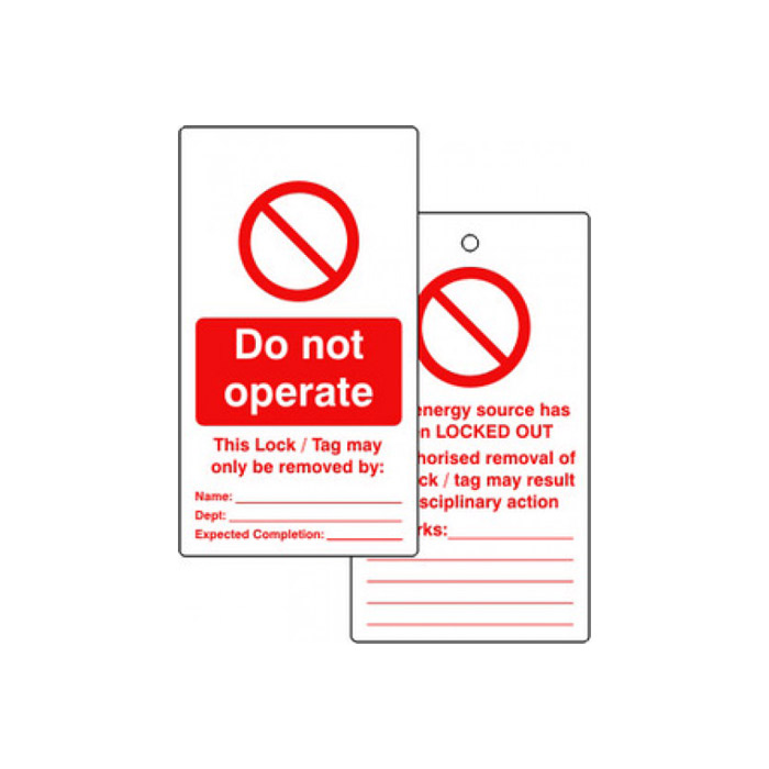 Spectrum Waarschuwing Label 75x135mm 'Do not operate' met oogje(10 stuks)