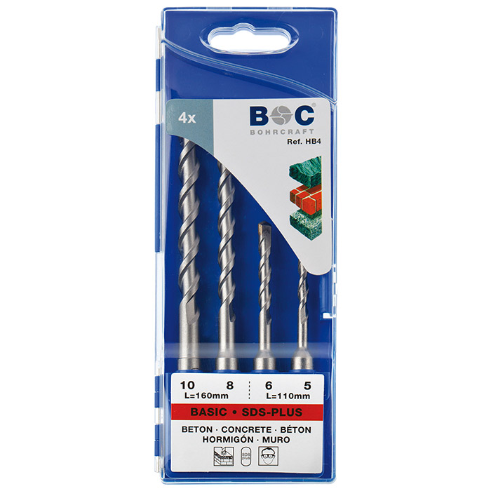BC SDS+ Hamerborenset HB4 2-snijder 5-6 x 110mm + 8-10 x 160mm, 4-delig