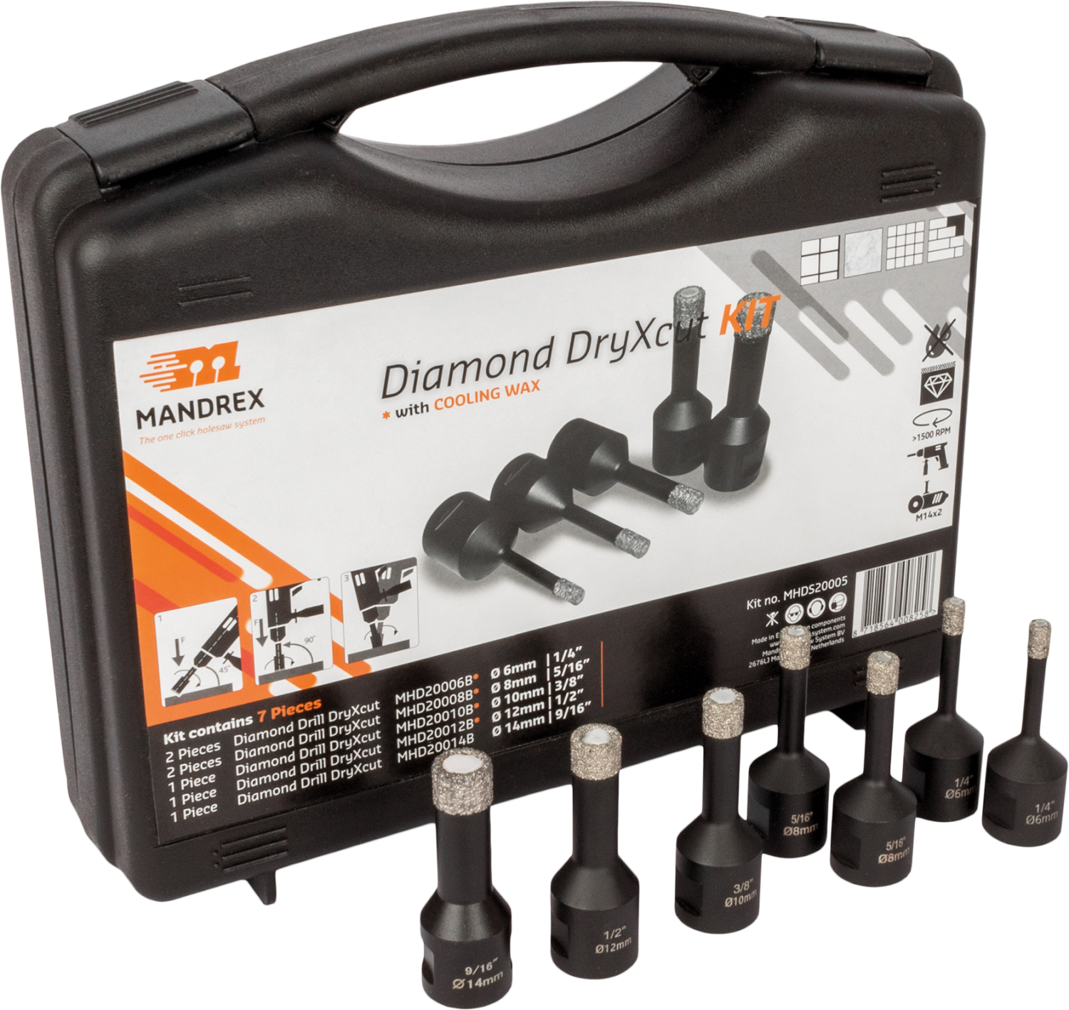 Mandrex DryXcut Diamantboorset MHDS20005 6mm-12mm, 7-delig